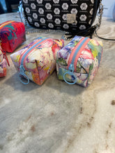 Load image into Gallery viewer, Small Pouch White Multi with light blue zipper
