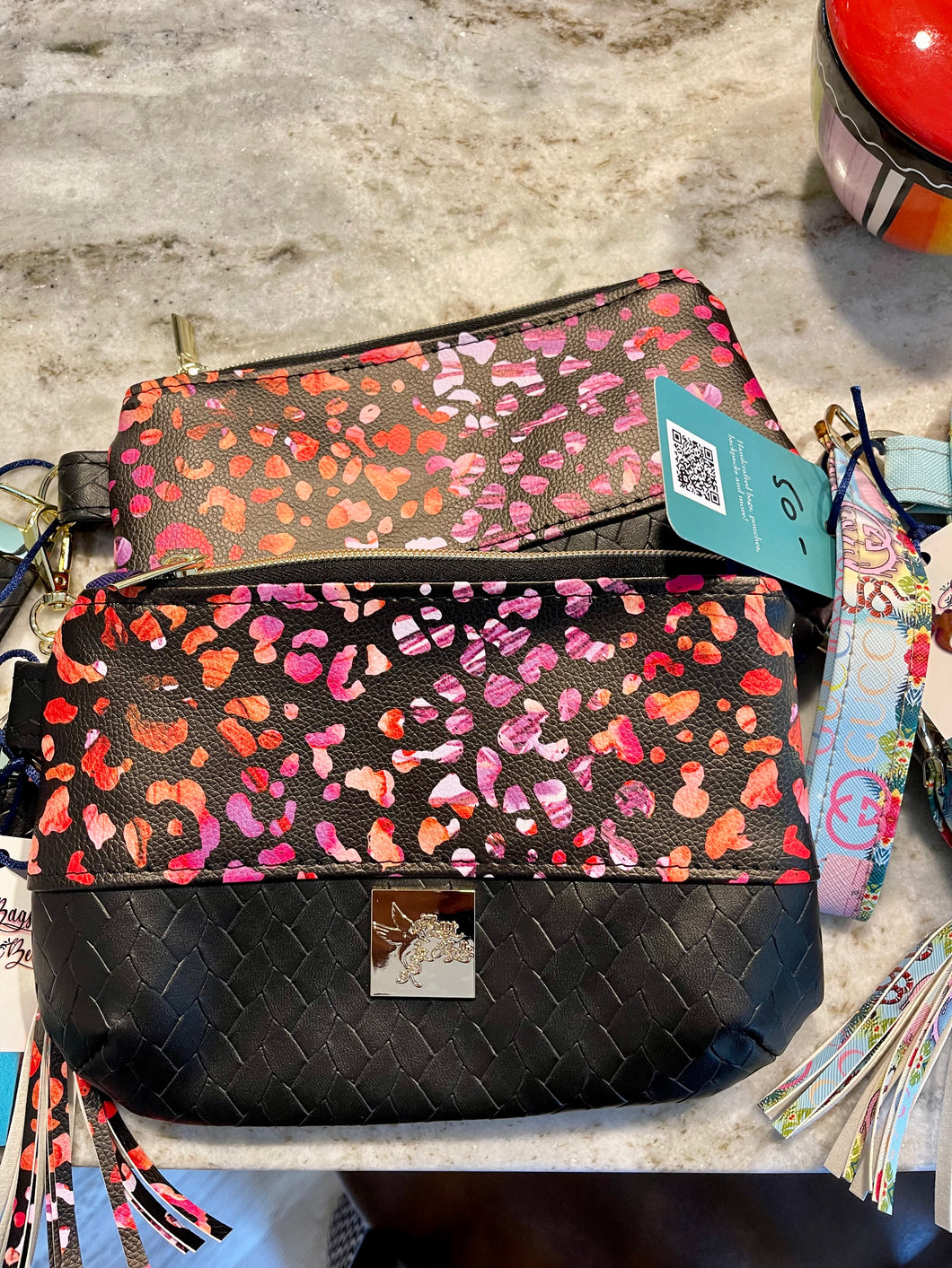 Pink Purple multicolor wristlet