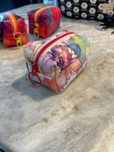 Load image into Gallery viewer, Small Pouch White Multi color with red zipper
