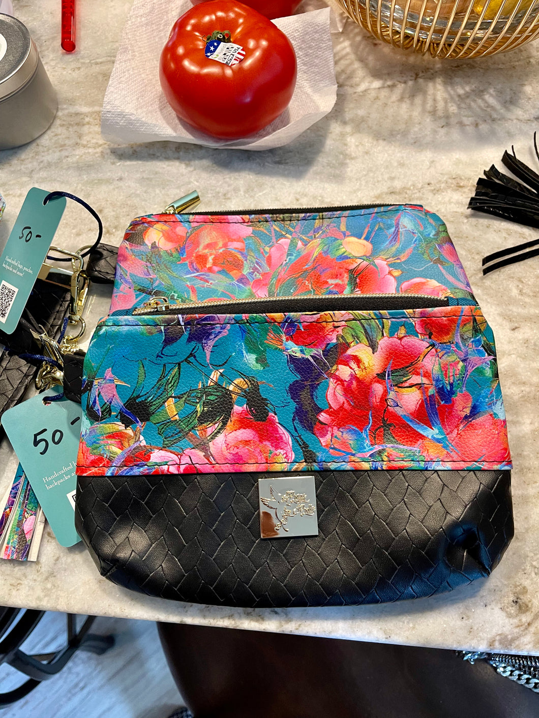 Wristlet - Tropical blue floral