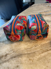 Load image into Gallery viewer, Small Pouch Blue Multi with coral zipper
