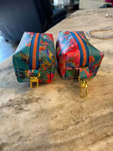 Load image into Gallery viewer, Small Pouch Blue Multi with coral zipper
